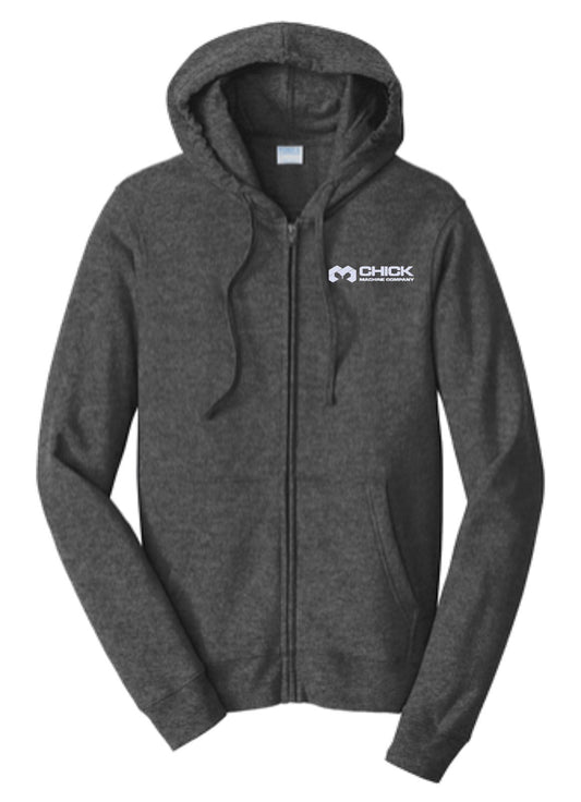 Full-Zip Hoodie Dark Heather Grey Left Chest Logo