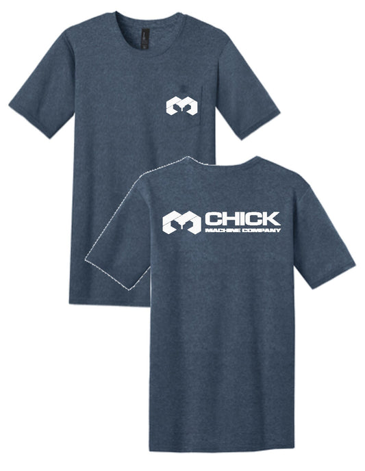 Pocket  T Heathered Navy Pocket and Back Logo